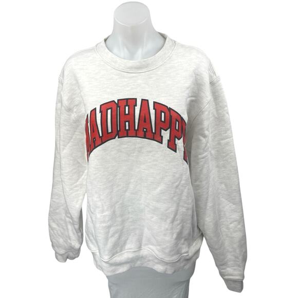 Madhappy Women's White Long Sleeve Crewneck Graphic Sweatshirt Sweater Top Sz S - Picture 1 of 5